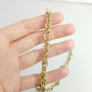 Vintage Long Gold Tone Oval Link Chain Necklace, 24 Inches Long, Estate